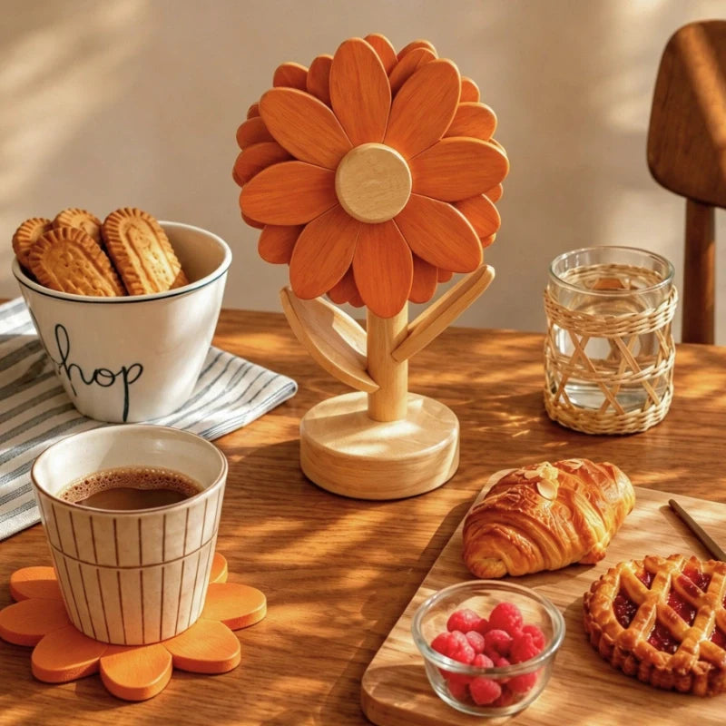 SunflowerBloom™ 木製鍋敷きセット