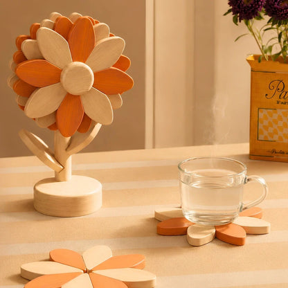 SunflowerBloom™ 木製鍋敷きセット