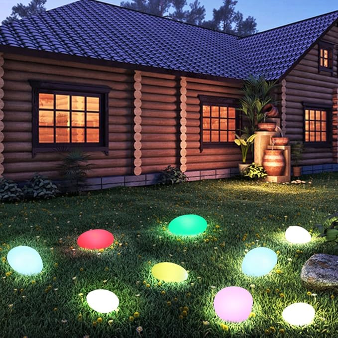 Luz de jardim em forma de seixo