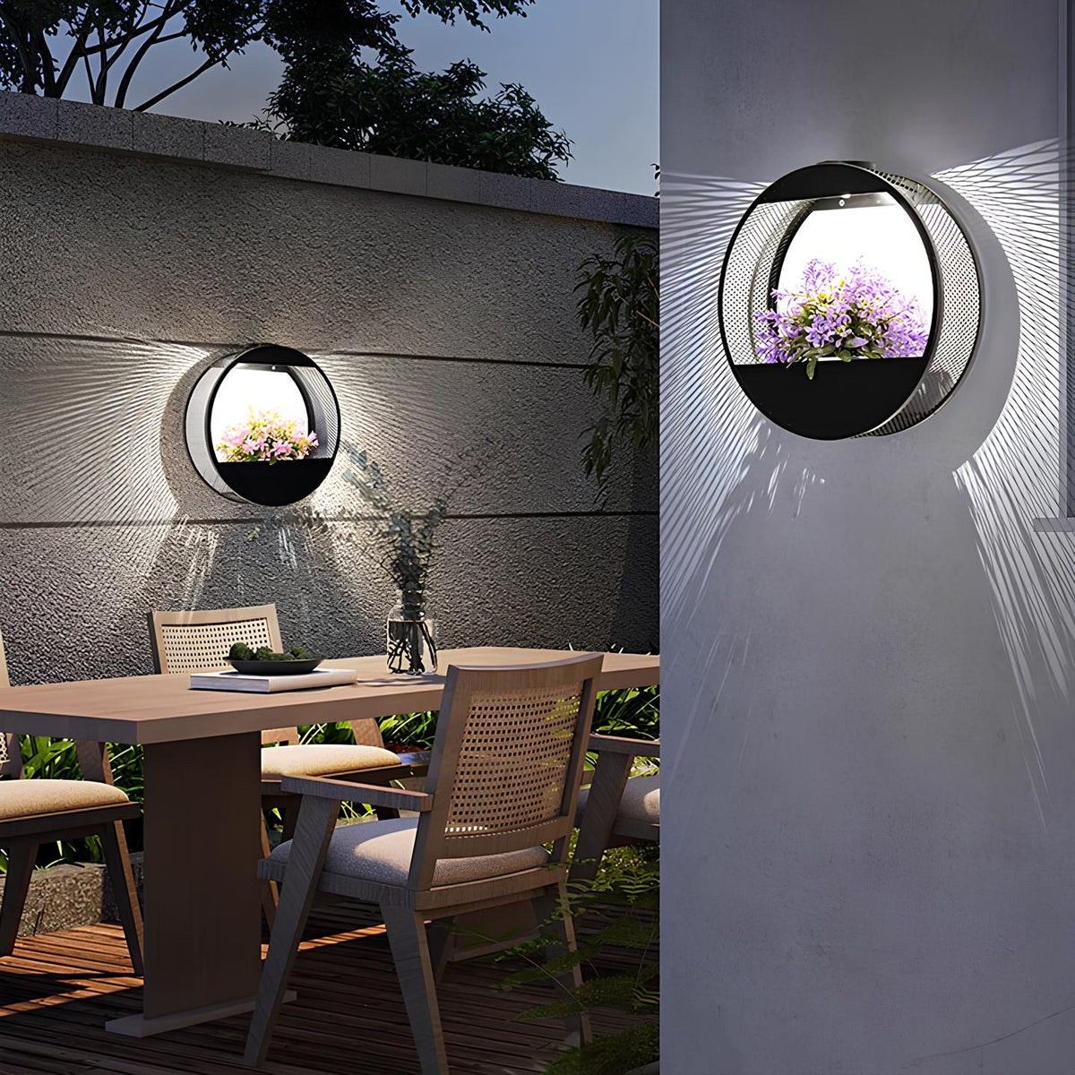 Potvormige wandlamp op zonne-energie