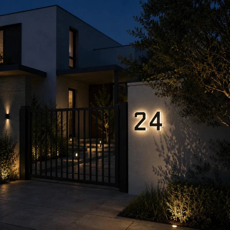 Luz solar para número de porta