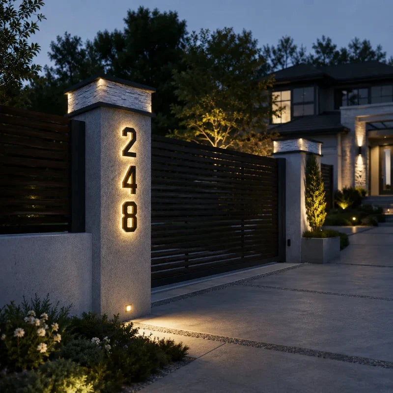 Luz solar para número de porta